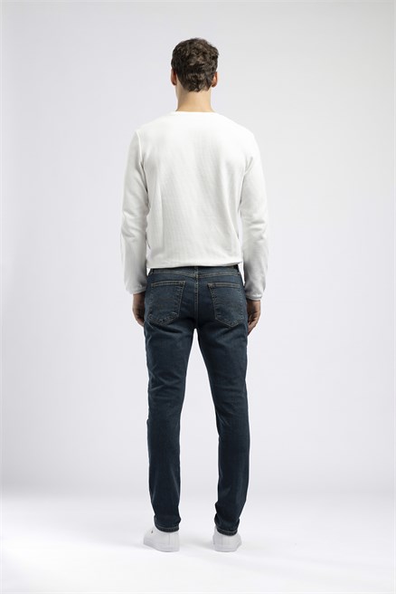 Jack Erkek Slim Yüksek Bel Dar Paça Jean Mavi