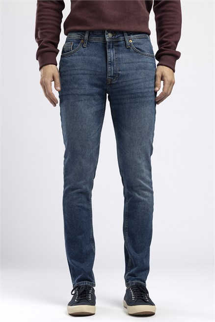Jack Erkek Slim Yüksek Bel Dar Paça Jean Mavi