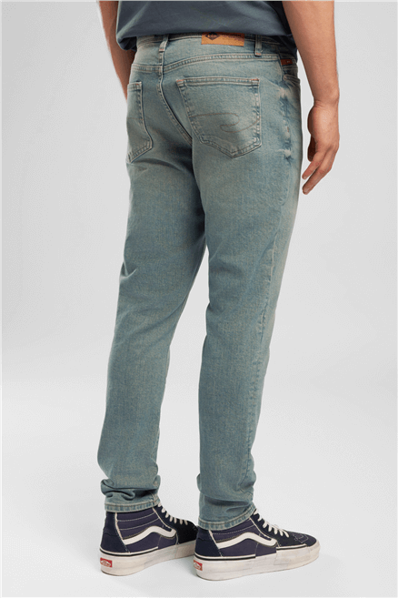 Jack Erkek Slım Dar Kesim Yüksek Bel Dar Paça Jean Pantolon Yeşil