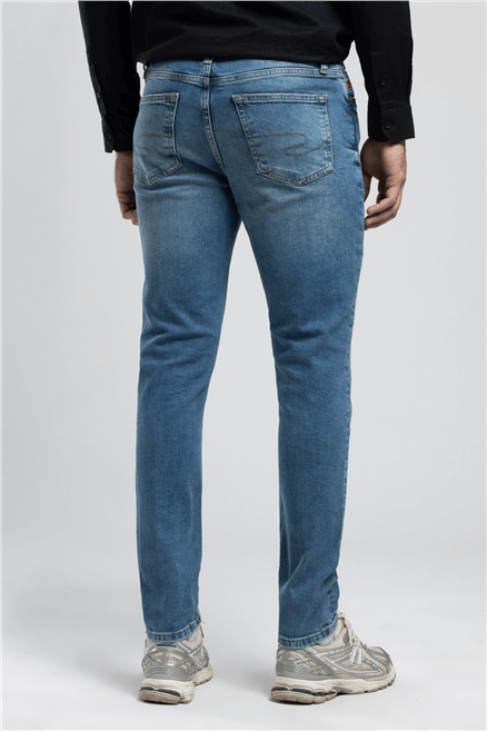 Jack Erkek Slım Dar Kesim Yüksek Bel Dar Paça Jean Pantolon Mavi