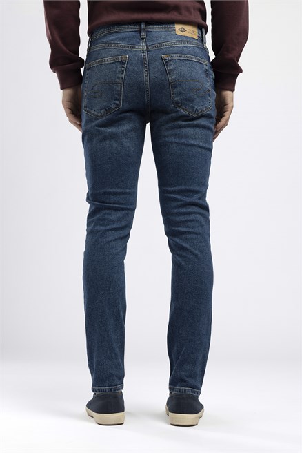 Jack Erkek Slim Yüksek Bel Dar Paça Jean Mavi