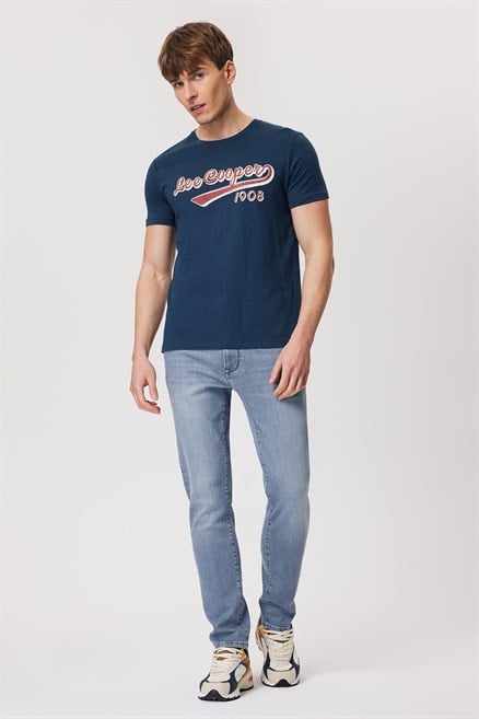 Jack Erkek Slım Dar Kesim Yüksek Bel Dar Paça Jean Pantolon Mavi