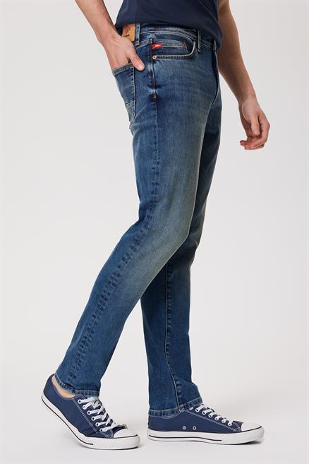 Jack Erkek Slım Dar Kesim Yüksek Bel Dar Paça Jean Pantolon Mavi