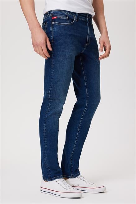 Jack Erkek Slım Dar Kesim Yüksek Bel Dar Paça Jean Pantolon Mavi