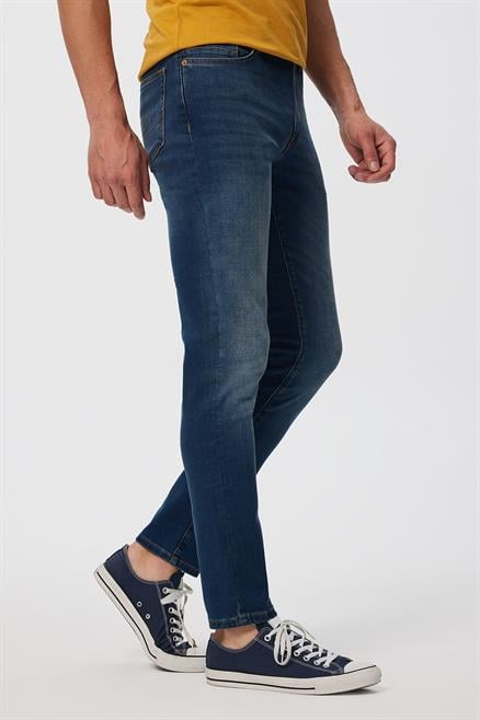 Jack Erkek Slım Dar Kesim Yüksek Bel Dar Paça Jean Pantolon Mavi