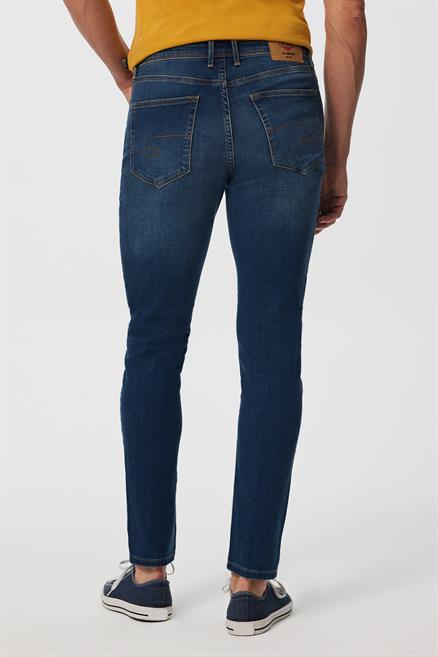 Jack Erkek Slım Dar Kesim Yüksek Bel Dar Paça Jean Pantolon Mavi