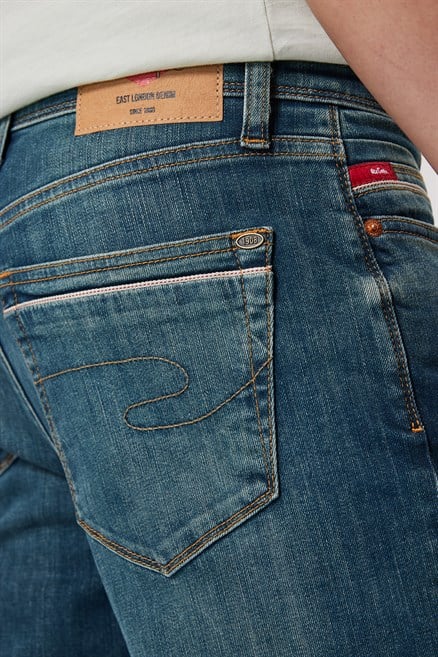 Jack Erkek Slım Dar Kesim Yüksek Bel Dar Paça Jean Pantolon Mavi