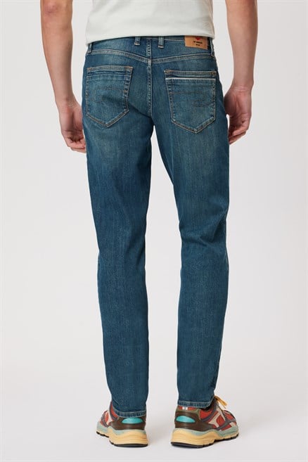 Jack Erkek Slım Dar Kesim Yüksek Bel Dar Paça Jean Pantolon Mavi