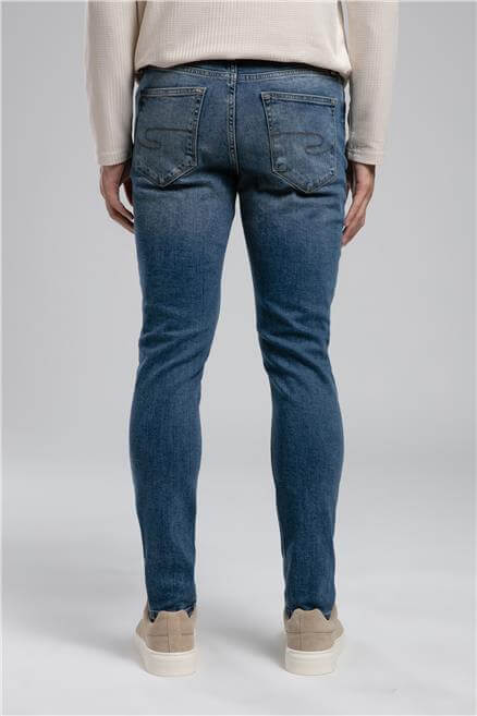 Jack Erkek Slım Dar Kesim Yüksek Bel Dar Paça Jean Pantolon Mavi
