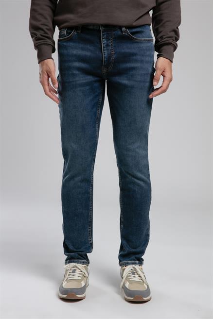 Jack Erkek Slım Dar Kesim Yüksek Bel Dar Paça Jean Pantolon Mavi