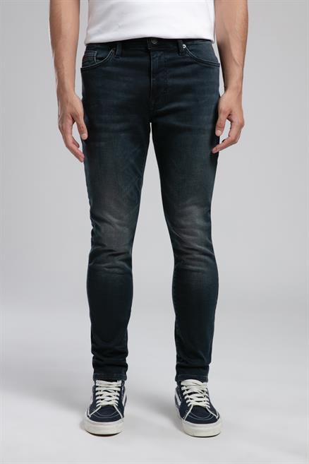 Jack Erkek Slım Dar Kesim Yüksek Bel Dar Paça Jean Pantolon Mavi