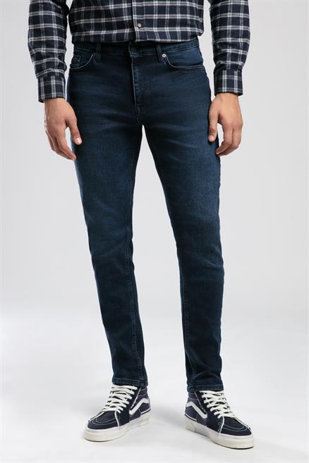 Jack Erkek Slım Dar Kesim Yüksek Bel Dar Paça Jean Pantolon Mavi