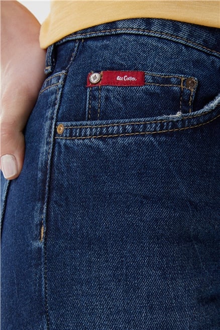 Jacklin Yüksek Bel Normal Kesim Düz Paça Mavi Kadın Jean Pantolon