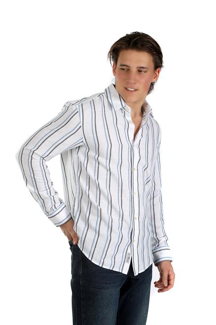 Jacob Erkek Dokuma Gömlek Lacivert-Mavi
