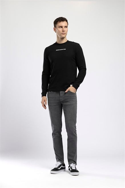 Jagger Erkek Slim Straight Normal Bel Dar Kesim Jean Gri