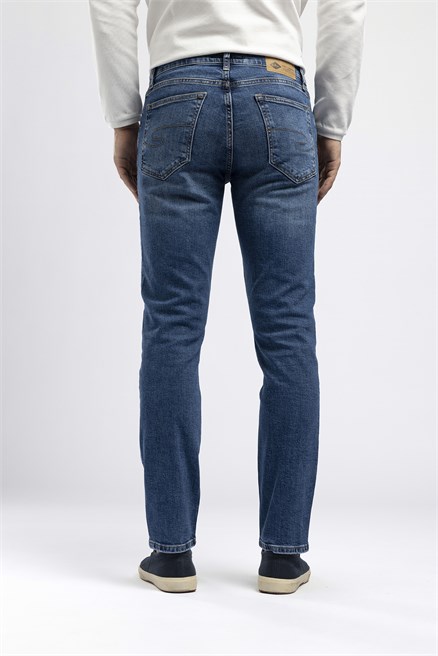 Jagger Erkek Slim Straight Normal Bel Dar Kesim Jean Mavi