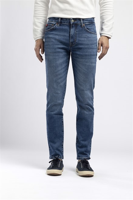 Jagger Erkek Slim Straight Normal Bel Dar Kesim Jean Mavi