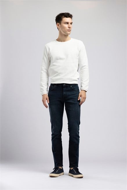 Jagger Erkek Slim Straight Normal Bel Dar Kesim Jean Lacivert