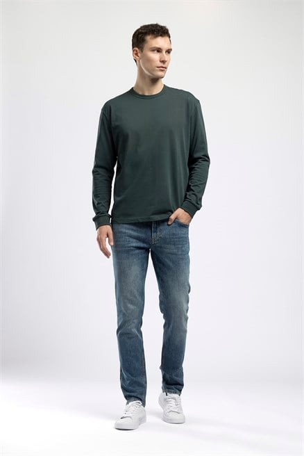 Jagger Erkek Slim Straight Jean Normal Bel Dar Kesim Jean Mavi