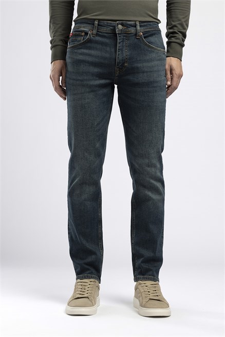 Jagger Erkek Slim Straight Jean Normal Bel Dar Kesim Jean Mavi