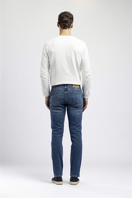 Jagger Erkek Slim Straight Normal Bel Dar Kesim Jean Mavi