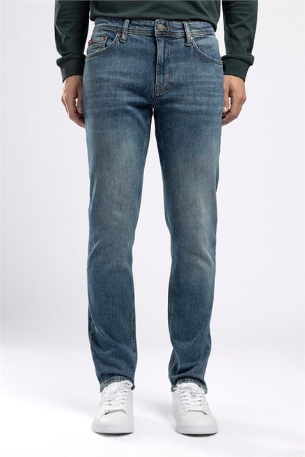 Jagger Erkek Slim Straight Jean Normal Bel Dar Kesim Jean Mavi