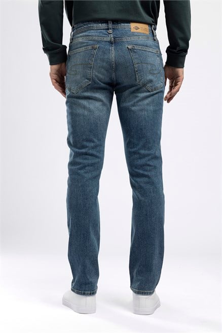 Jagger Erkek Slim Straight Jean Normal Bel Dar Kesim Jean Mavi