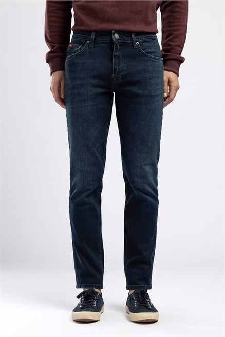 Jagger Erkek Slim Straight Normal Bel Dar Kesim Jean Mavi