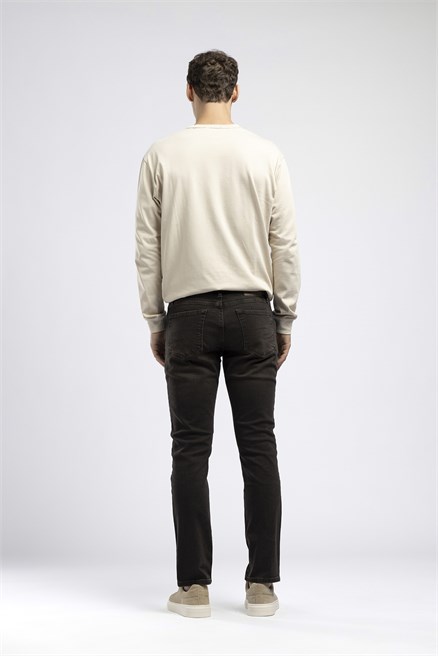 Jagger Erkek Slim Straight Normal Bel Dar Kesim Jean Kahverengi