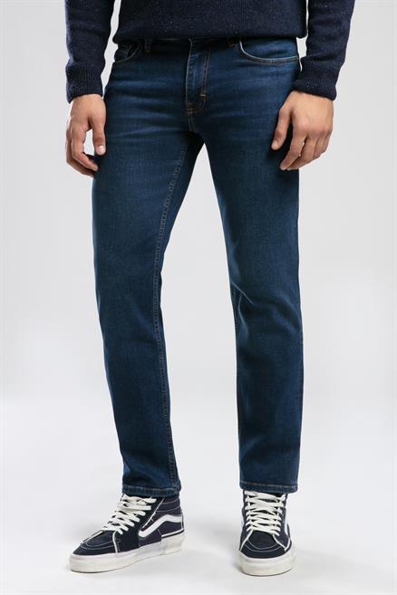 Jagger Erkek Slım Straıght Dar Kesim Normal Bel Düz Paça Jean Pantolon Mavi