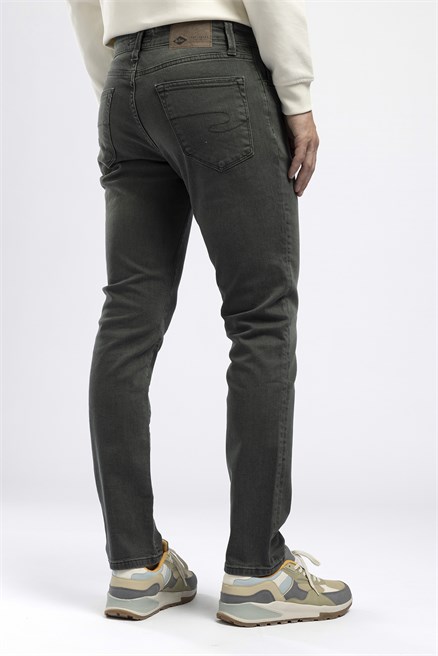 Jagger Erkek Slim Straight Normal Bel Dar Kesim Jean Gri