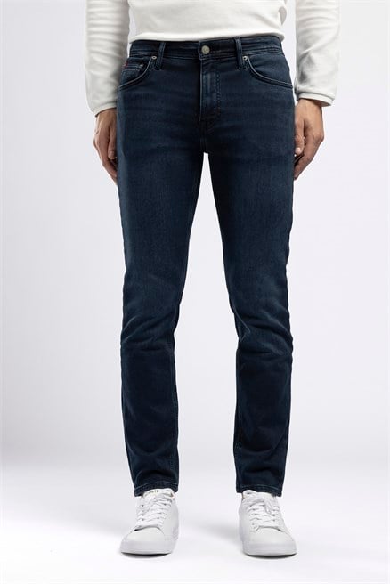 Jagger Erkek Slim Straight Tam Kalıp Jean Koyu Mavi