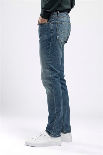 Jagger Erkek Slim Straight Jean Normal Bel Dar Kesim Jean Mavi