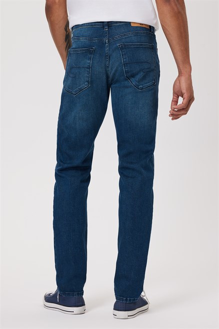 Jagger Erkek Slım Straıght Dar Kesim Normal Bel Düz Paça Jean Pantolon Mavi