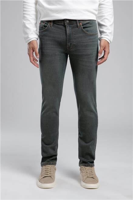 Jagger Erkek Slım Straıght Dar Kesim Normal Bel Düz Paça Jean Pantolon Yeşil