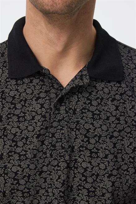 Jaquard Erkek %100 Pamuk Polo Yaka T-Shirt Siyah