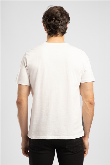 Jasıel Erkek Regular Fit Baskılı Bisiklet Yaka T-Shirt Ekru