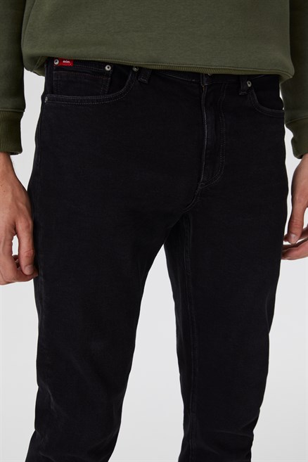 Jeff Erkek Skınny Süper Dar Kesim Normal Bel Dar Paça Jean Pantolon Siyah
