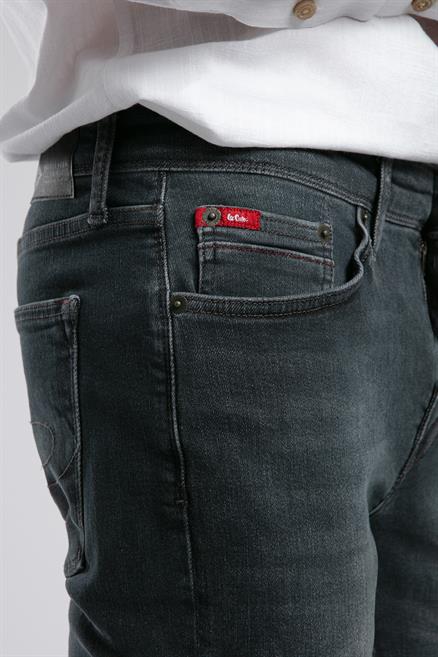 Jeff Erkek Skınny Süper Dar Kesim Normal Bel Dar Paça Jean Pantolon Gri