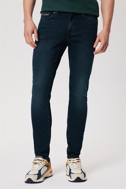Jeff Erkek Skınny Süper Dar Kesim Normal Bel Dar Paça Jean Pantolon Mavi