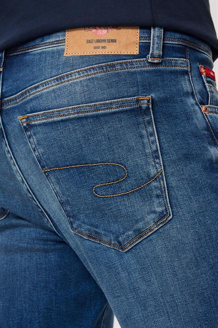 Jeff Erkek Skınny Süper Dar Kesim Normal Bel Dar Paça Jean Pantolon Mavi