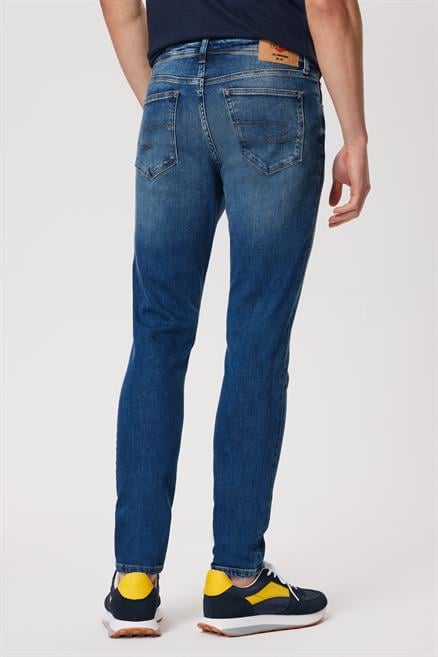 Jeff Erkek Skınny Süper Dar Kesim Normal Bel Dar Paça Jean Pantolon Mavi