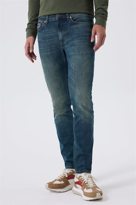 Jeff Erkek Skınny Süper Dar Kesim Normal Bel Dar Paça Jean Pantolon Mavi