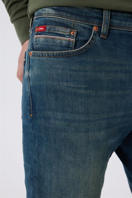 Jeff Erkek Skınny Süper Dar Kesim Normal Bel Dar Paça Jean Pantolon Mavi