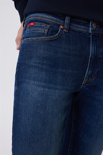 Jeff Erkek Skınny Süper Dar Kesim Normal Bel Dar Paça Jean Pantolon Mavi
