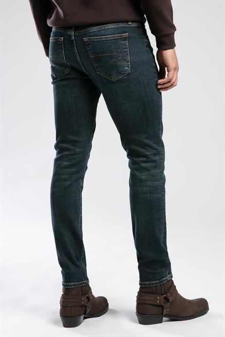 Jeff Erkek Skınny Süper Dar Kesim Normal Bel Dar Paça Jean Pantolon Mavi