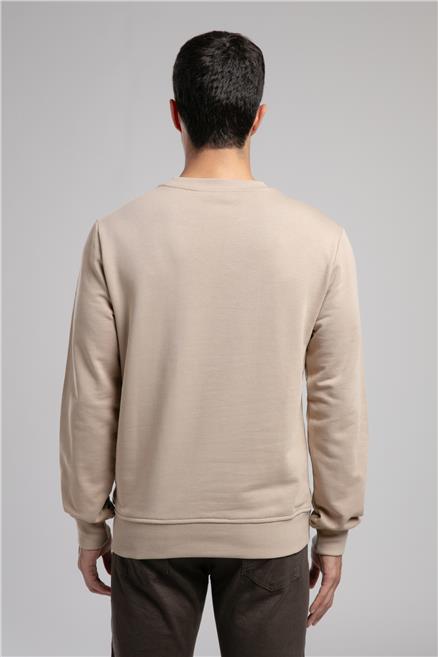Jeffı Erkek O Yaka Sweatshirt Bej