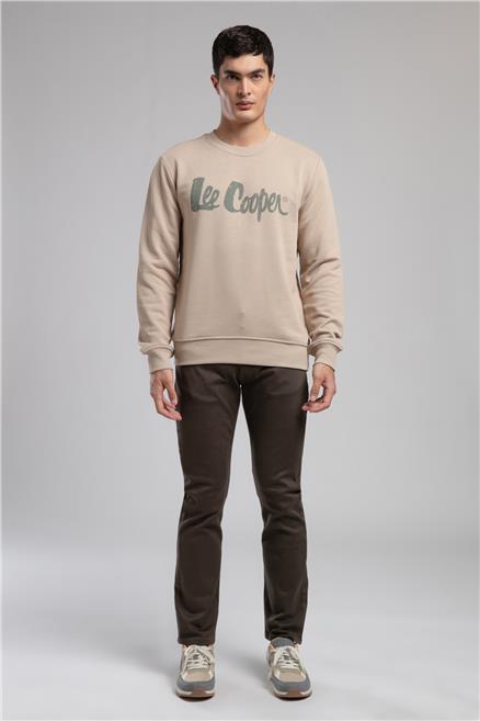 Jeffı Erkek O Yaka Sweatshirt Bej