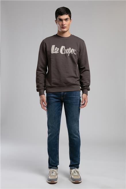 Jeffı Erkek O Yaka Sweatshirt Kahverengi