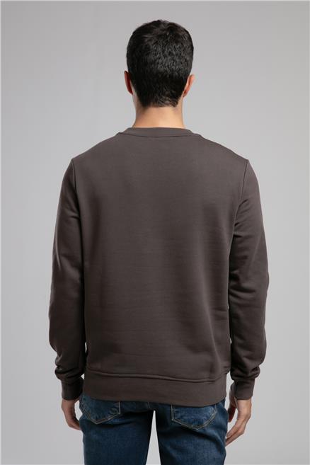 Jeffı Erkek O Yaka Sweatshirt Kahverengi